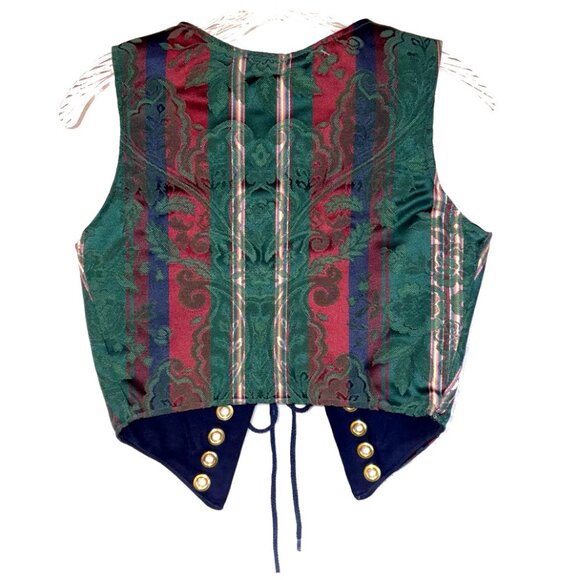 Renaissance Brocade Bodice Reversible Jewel Tone Boned New Approx Sz 8 - Picture 2 of 5